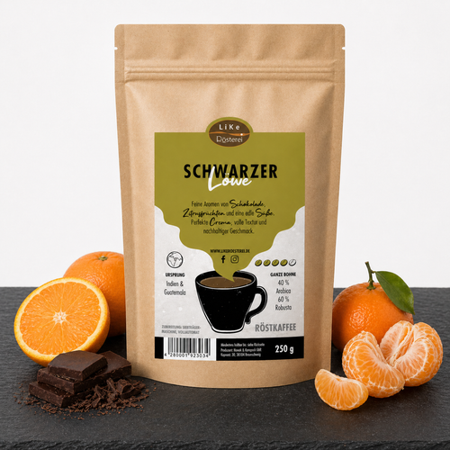 Espresso Blend - SCHWARZER LÖWE, Schokolade & Zitrus, 60% Robusta