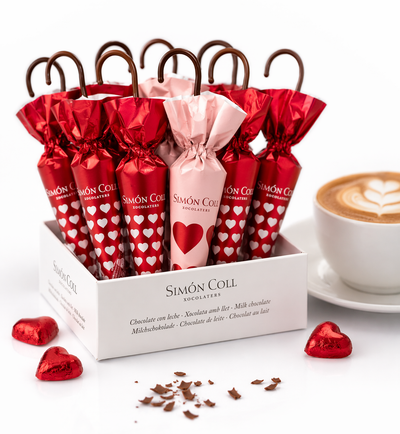Schokoschirme mit Herz – Süßes Geschenk aus Schokolade