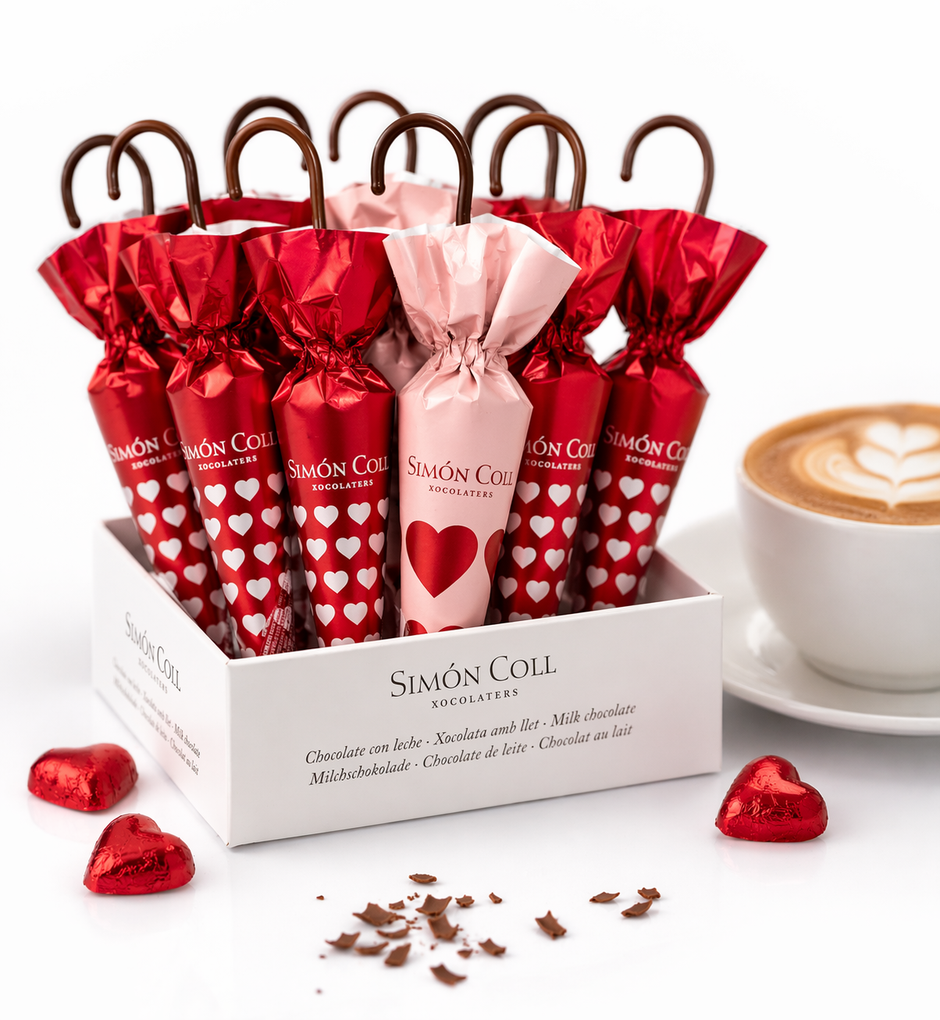 Schokoschirme mit Herz – Süßes Geschenk aus Schokolade