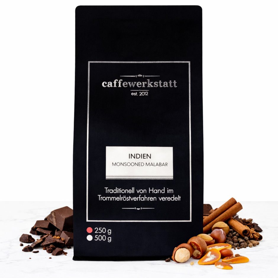 Espresso - Indien Monsooned Malabar, 100% Arabica, Schokolade & Nuss