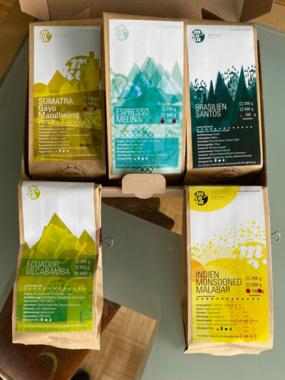 Probierbox 5 Kaffees je 100g aus 5 Herkunftsregionen