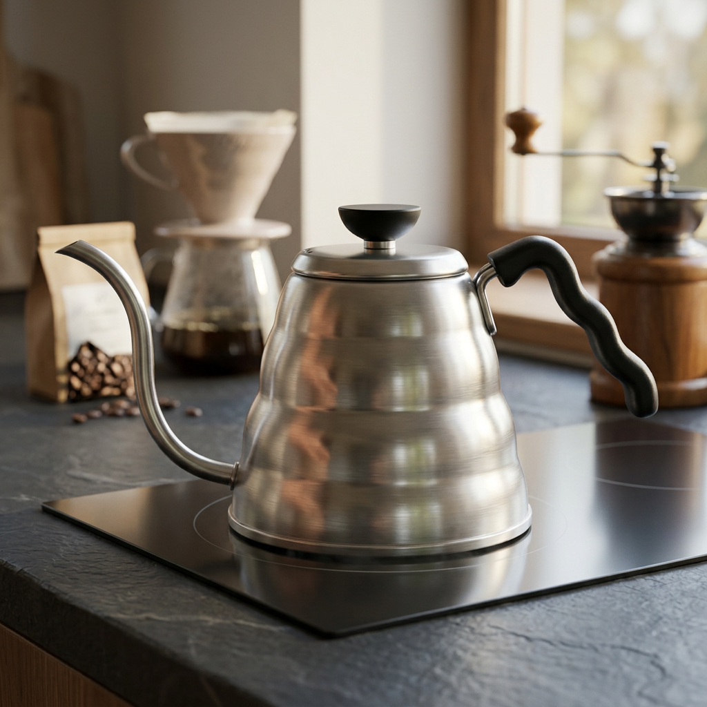 Hario V60 Wasserkocher Edelstahl – Präziser Schwanenhals-Ausguss für Filterkaffee