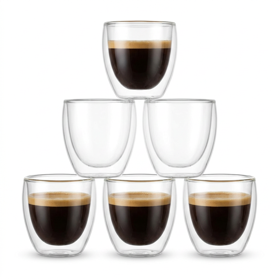 Bodum PAVINA Doppelwandgläser – 80ml Espressotassen aus Borosilikatglas