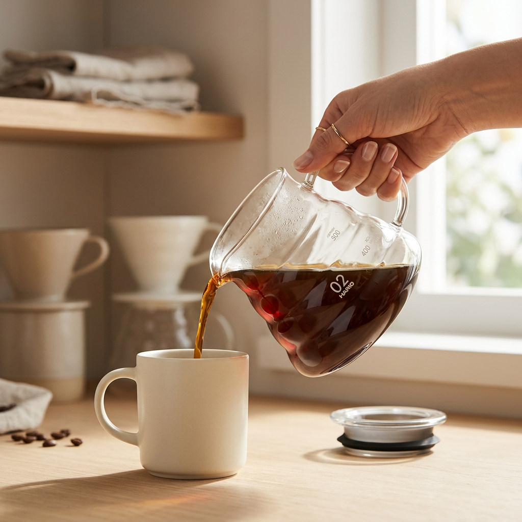 Hario Kaffeekanne aus Glas – Transparente 600ml Server für frisch gebrühten Kaffee