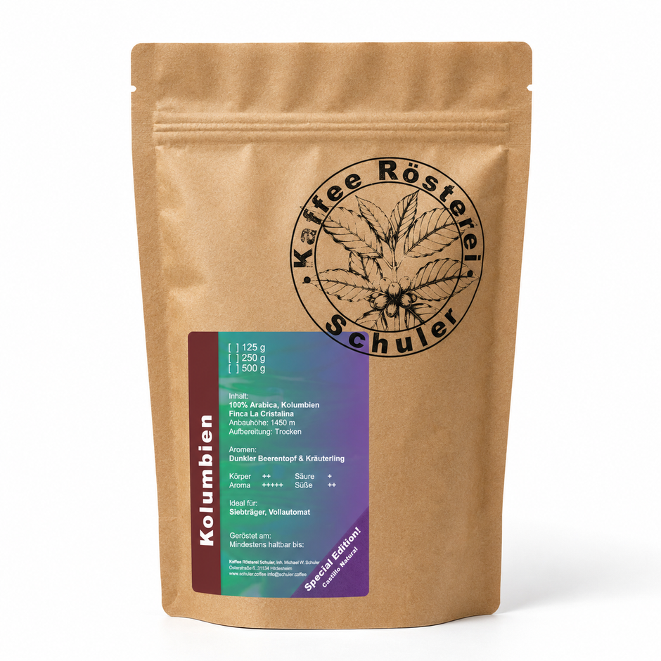Cafe Crema - Kolumbien Natural, süß-kräutriger Arabica-Kaffee